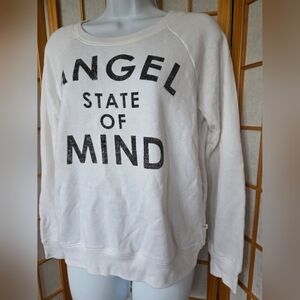 NEW WOMENS VICTORIA'S ANGEL LOGO WHITE COTTON MIX LONG SLEEVE LOUNGE TOP SMALL